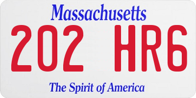 MA license plate 202HR6