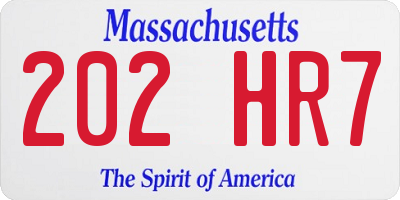 MA license plate 202HR7
