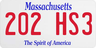 MA license plate 202HS3