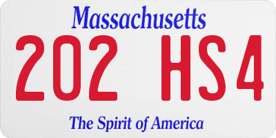 MA license plate 202HS4