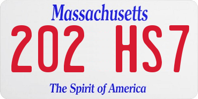 MA license plate 202HS7