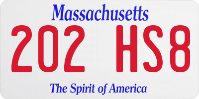 MA license plate 202HS8