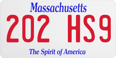 MA license plate 202HS9