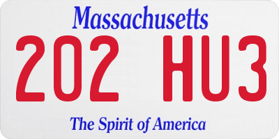 MA license plate 202HU3