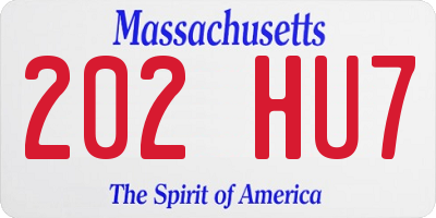 MA license plate 202HU7