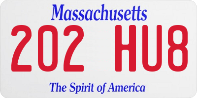 MA license plate 202HU8
