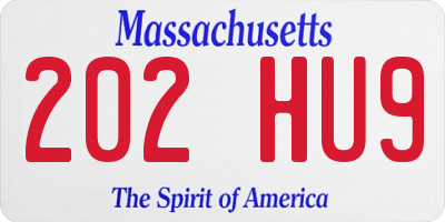 MA license plate 202HU9