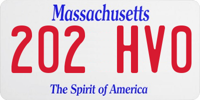 MA license plate 202HV0