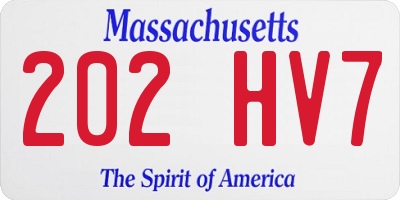 MA license plate 202HV7