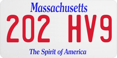 MA license plate 202HV9