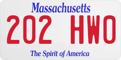 MA license plate 202HW0