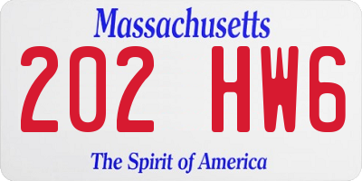 MA license plate 202HW6