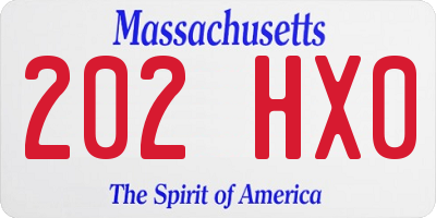 MA license plate 202HX0