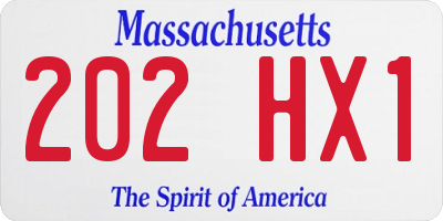 MA license plate 202HX1
