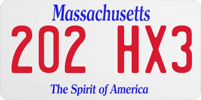 MA license plate 202HX3