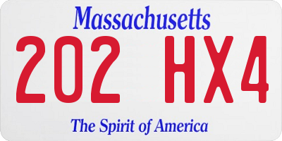 MA license plate 202HX4