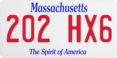 MA license plate 202HX6