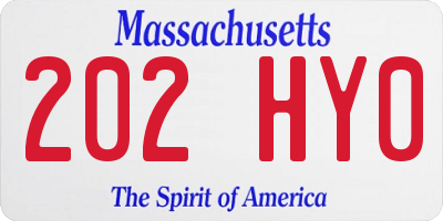MA license plate 202HY0