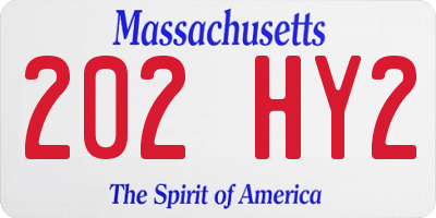 MA license plate 202HY2