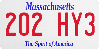 MA license plate 202HY3