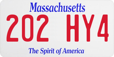 MA license plate 202HY4