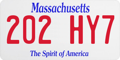 MA license plate 202HY7