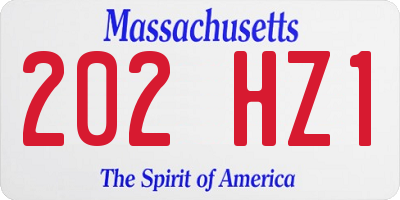 MA license plate 202HZ1