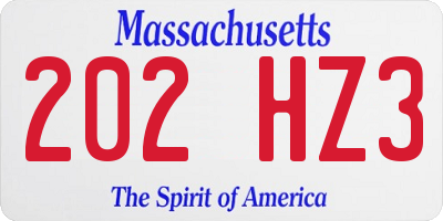 MA license plate 202HZ3