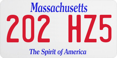 MA license plate 202HZ5