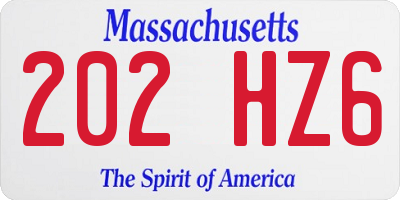 MA license plate 202HZ6