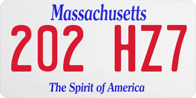 MA license plate 202HZ7