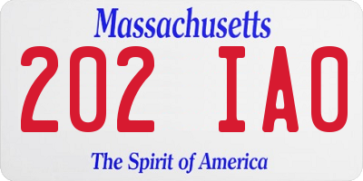 MA license plate 202IA0