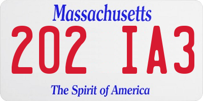 MA license plate 202IA3
