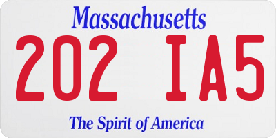 MA license plate 202IA5