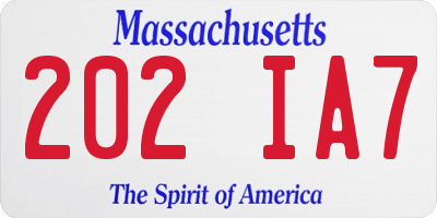 MA license plate 202IA7