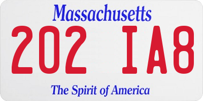 MA license plate 202IA8