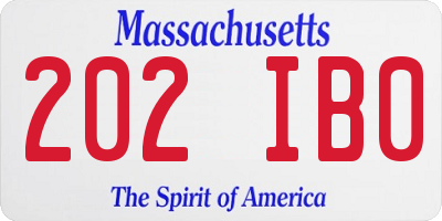 MA license plate 202IB0