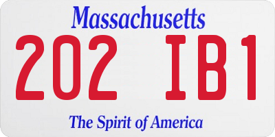 MA license plate 202IB1