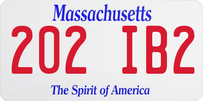 MA license plate 202IB2