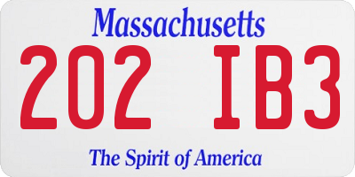 MA license plate 202IB3