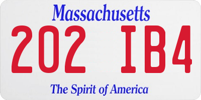 MA license plate 202IB4