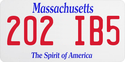 MA license plate 202IB5