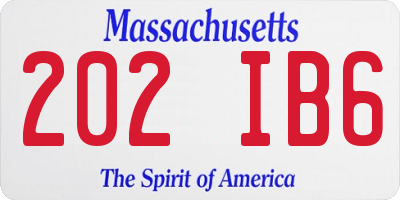 MA license plate 202IB6