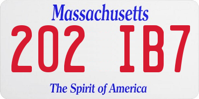 MA license plate 202IB7
