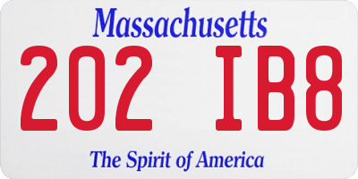 MA license plate 202IB8