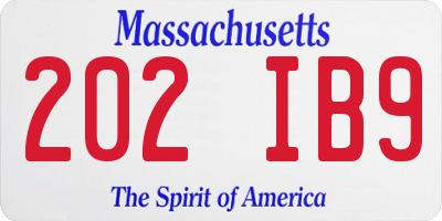 MA license plate 202IB9
