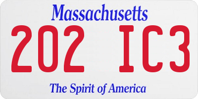 MA license plate 202IC3