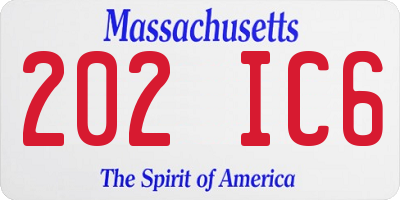 MA license plate 202IC6