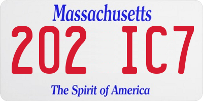 MA license plate 202IC7