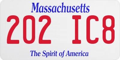 MA license plate 202IC8